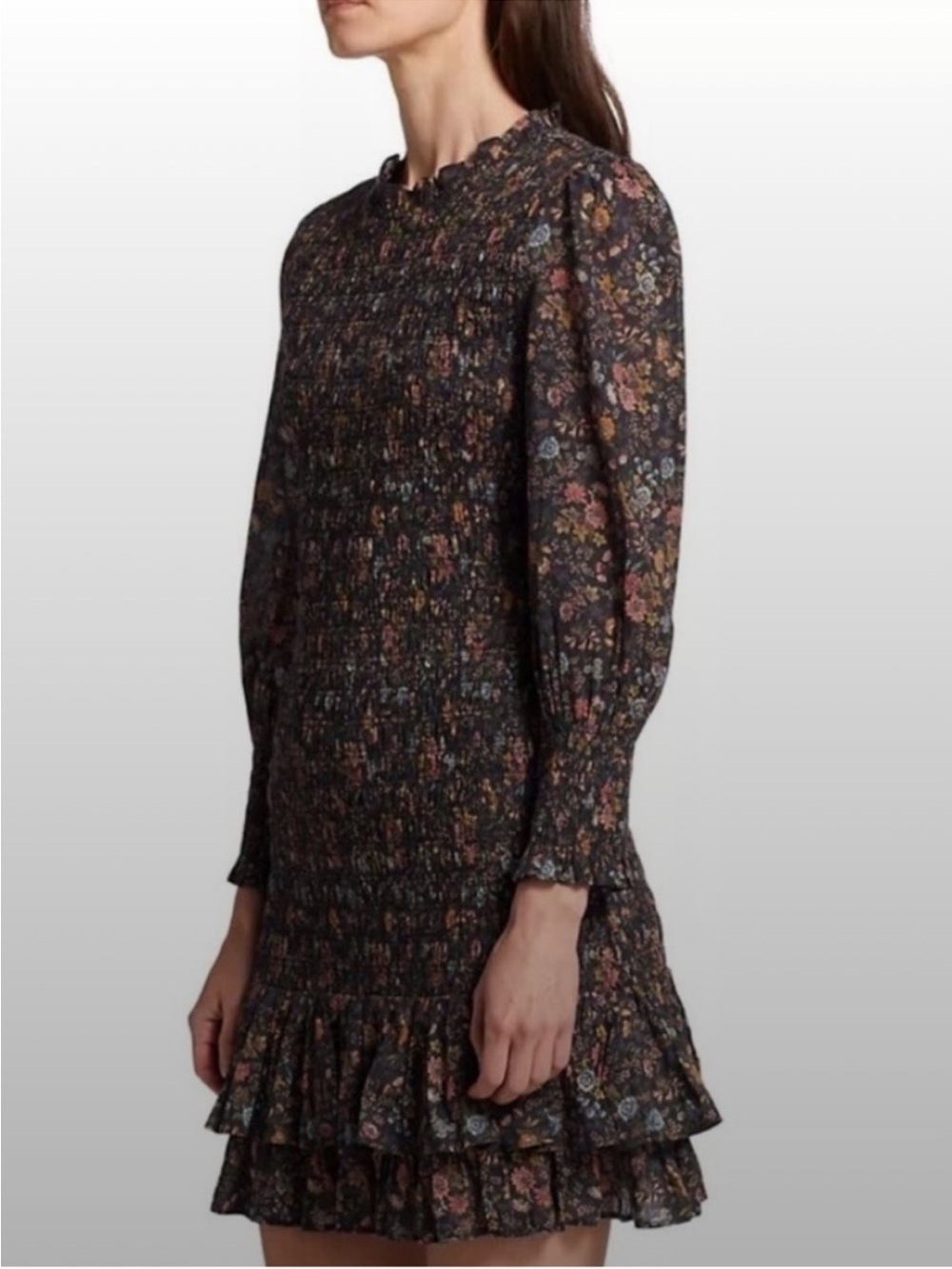 Veronica Beard Farha Floral Smocked Mini Dress, Size 14. NWT